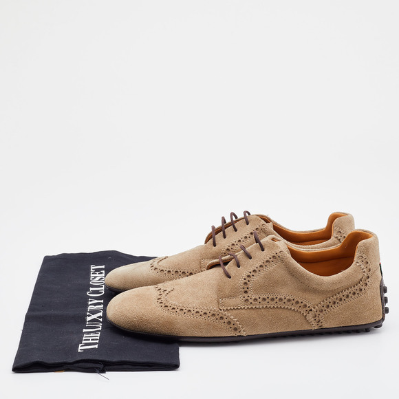 Gucci Grey Brogue Suede Derby Lace Up Loafers Size 41 - Picture 8 of 8